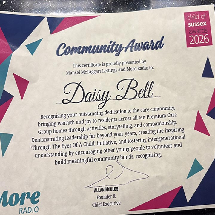Daisy Bell Wins Community Award At The Child Of Sussex Awards 2026