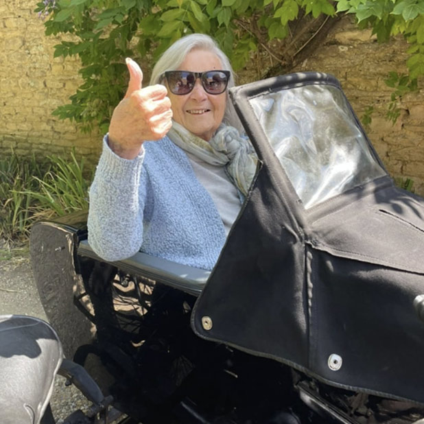 Joyces Magic Moment - A Vintage Sidecar Ride At Rosebank Care Home